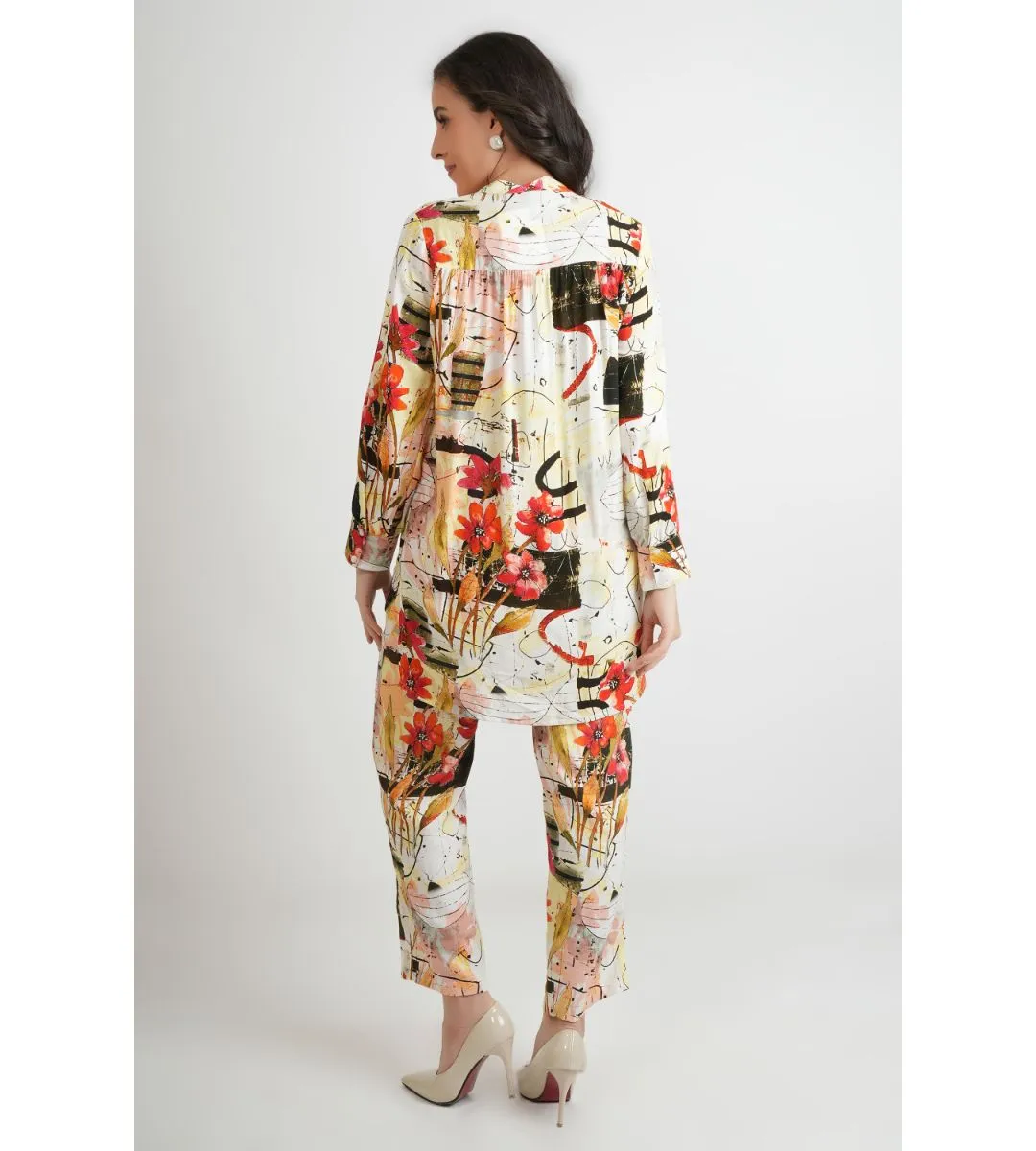Abstract Print Beige Co-ord Set