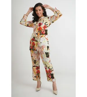 Abstract Print Beige Co-ord Set