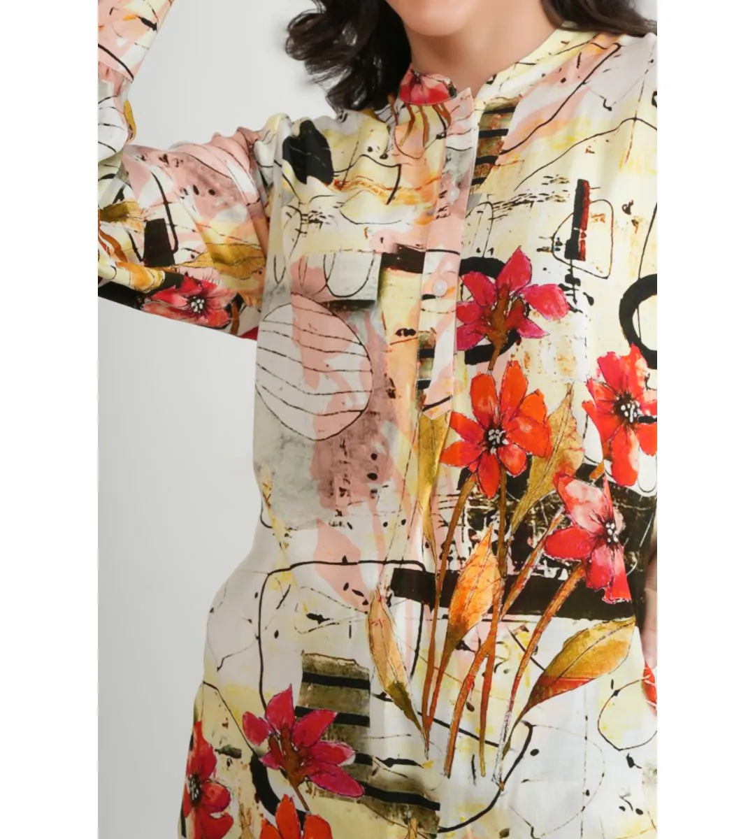 Abstract Print Beige Co-ord Set