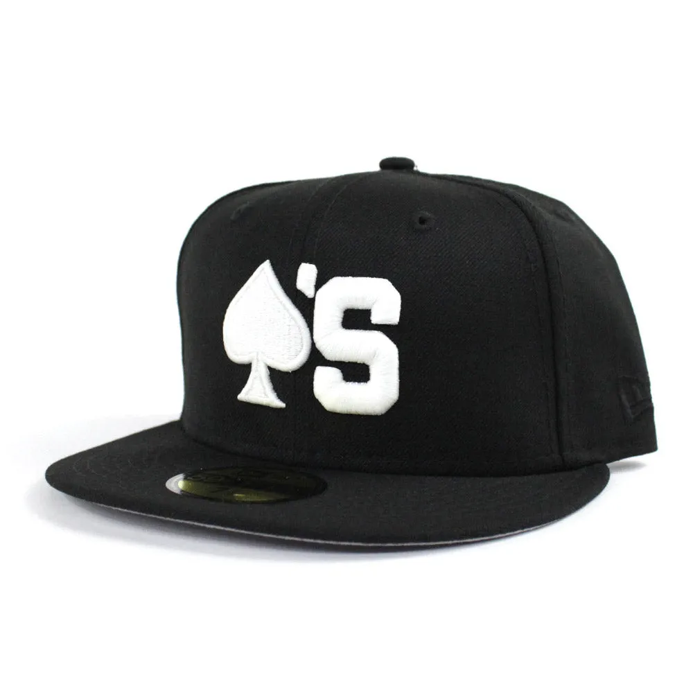 Ace of Spades New Era 59Fifty Fitted Hat (Ver 2 Glow in the Dark Black Gray Under Brim)