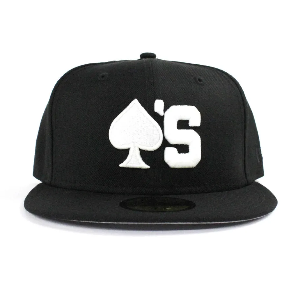 Ace of Spades New Era 59Fifty Fitted Hat (Ver 2 Glow in the Dark Black Gray Under Brim)