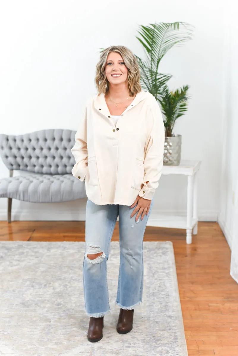 Addison Half Button Hooded Top