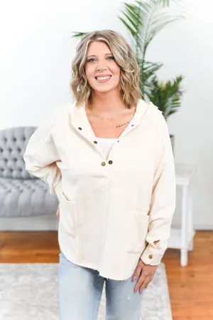 Addison Half Button Hooded Top