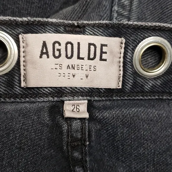 AGOLDE Jamie High Rise Black Grommet Detailling Size 26 Revolve UO Relax…