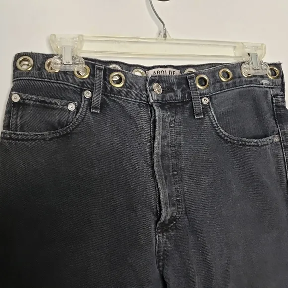 AGOLDE Jamie High Rise Black Grommet Detailling Size 26 Revolve UO Relax…