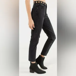 AGOLDE Jamie High Rise Black Grommet Detailling Size 26 Revolve UO Relax…