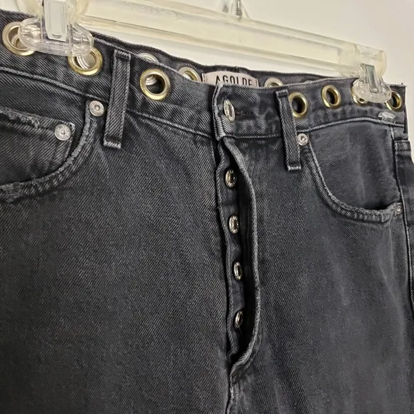 AGOLDE Jamie High Rise Black Grommet Detailling Size 26 Revolve UO Relax…