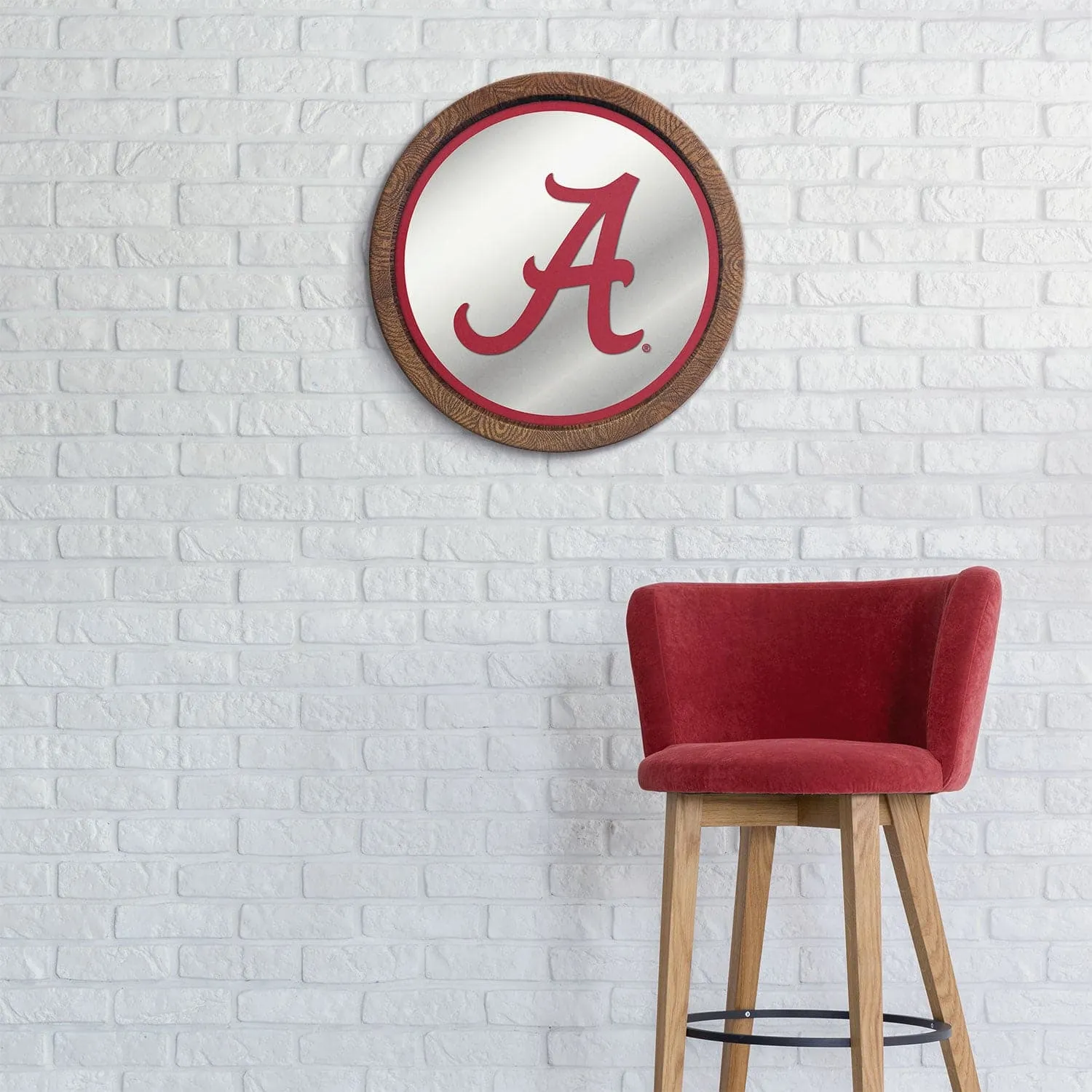 Alabama Crimson Tide: "Faux" Barrel Top Mirrored Wall Sign