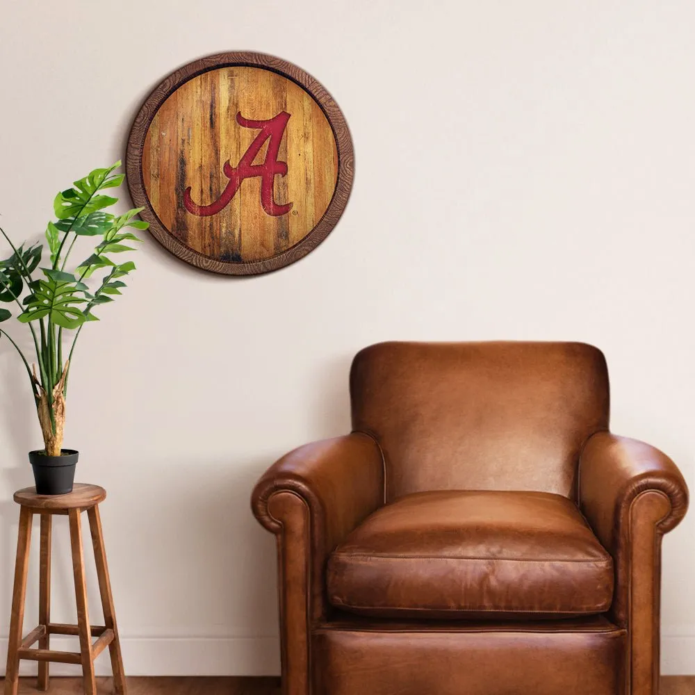 Alabama Crimson Tide: Weathered "Faux" Barrel Top Sign