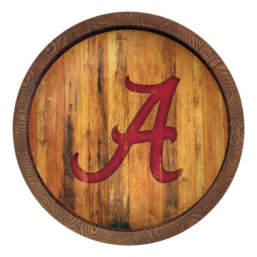 Alabama Crimson Tide: Weathered "Faux" Barrel Top Sign
