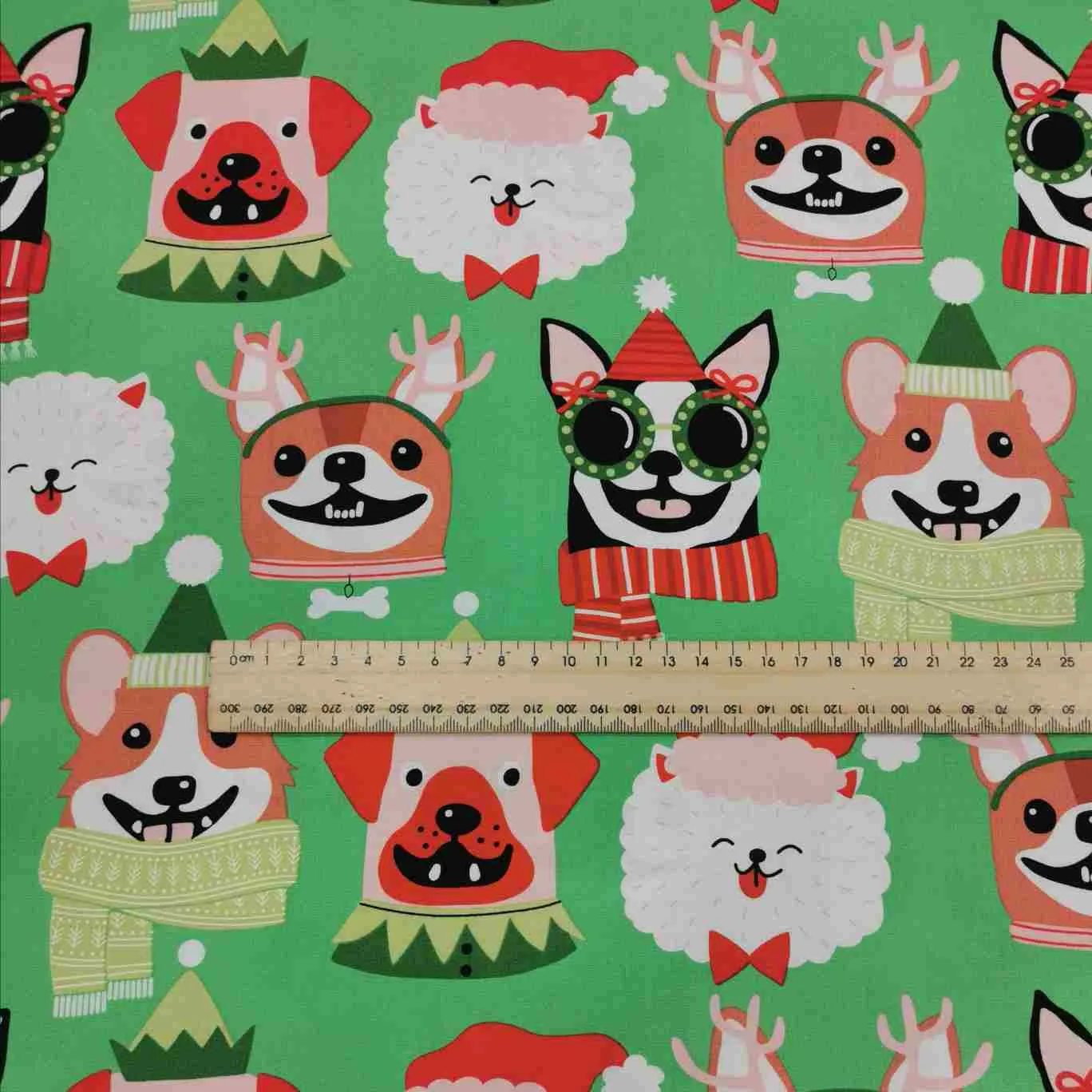 Alexander Henry Cotton, Canine Christmas, Candy Green