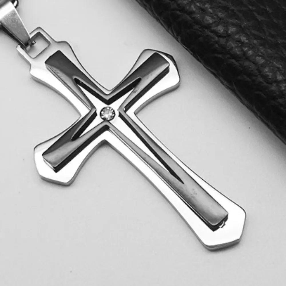 American Two Color Cross Necklace
