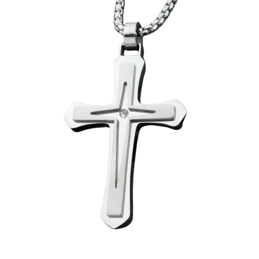 American Two Color Cross Necklace