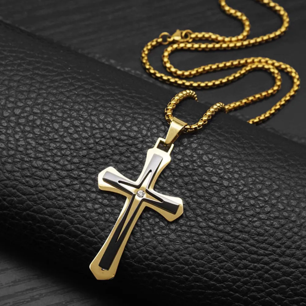 American Two Color Cross Necklace