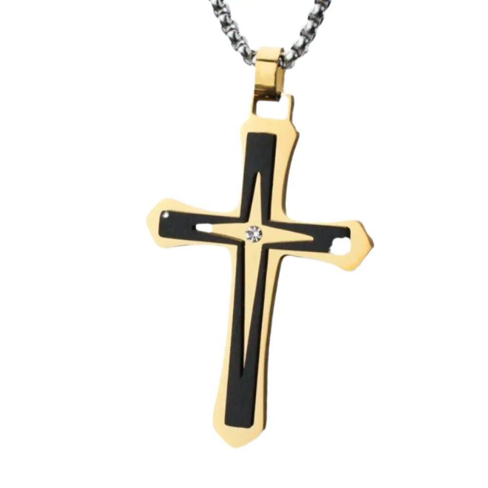 American Two Color Cross Necklace