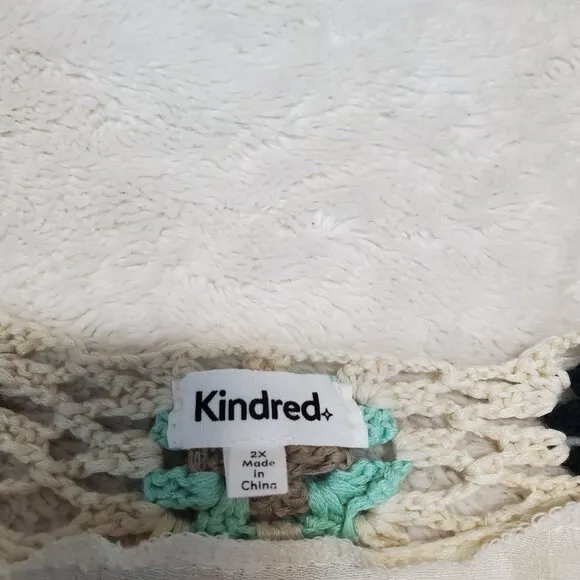 Anthropologie Kindred Cream Boho Bohemian Crochet Tied Cardigan Plus Size 2x