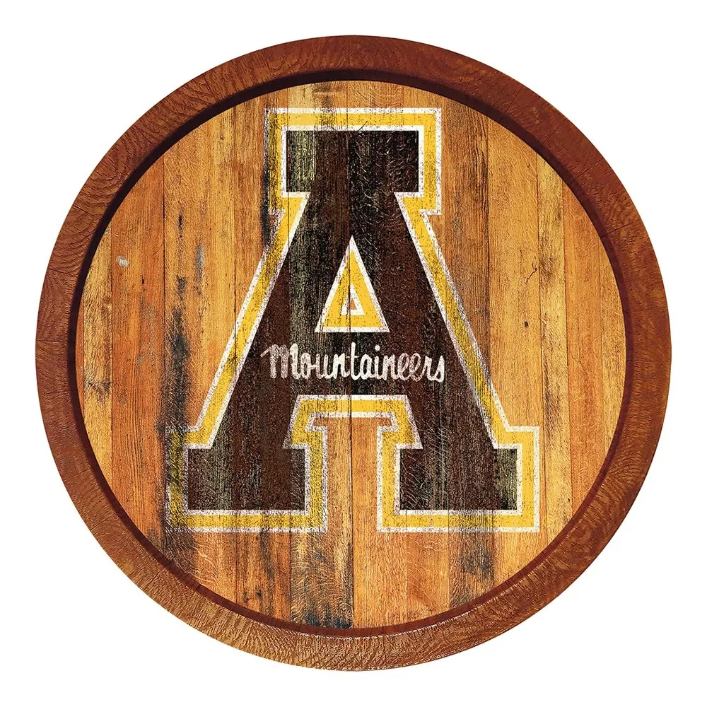 Appalachian State Mountaineers: Weathered "Faux" Barrel Top Sign