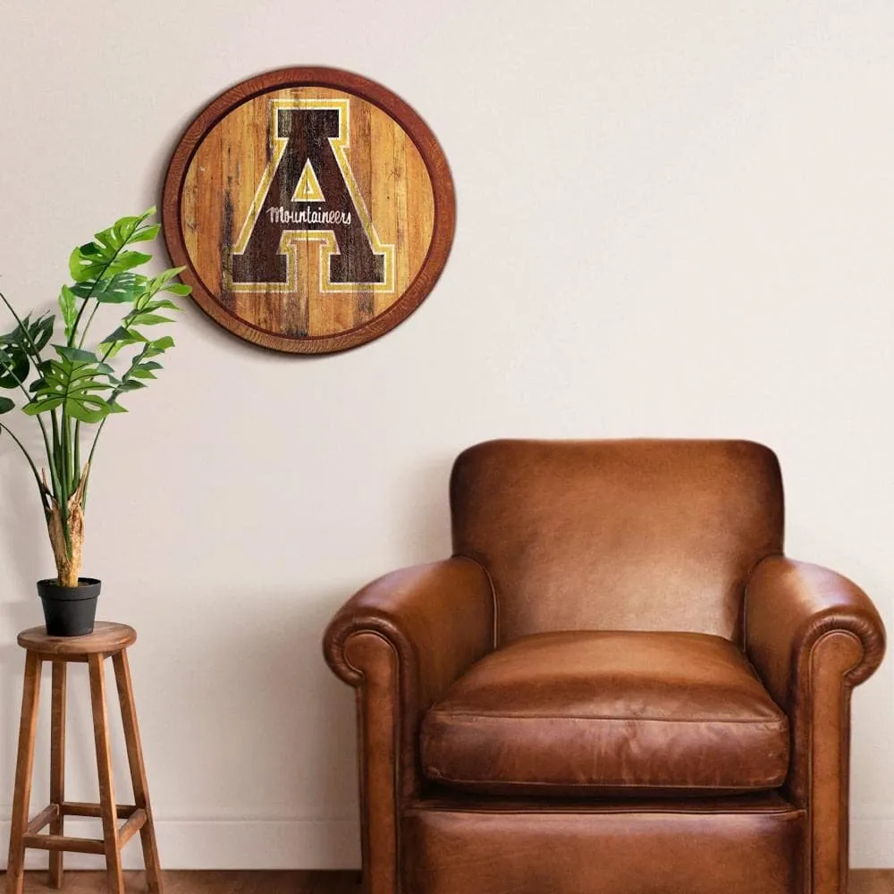 Appalachian State Mountaineers: Weathered "Faux" Barrel Top Sign