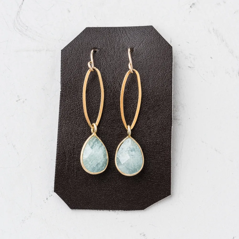 Aquamarine Pear and Marquise Link Earrings
