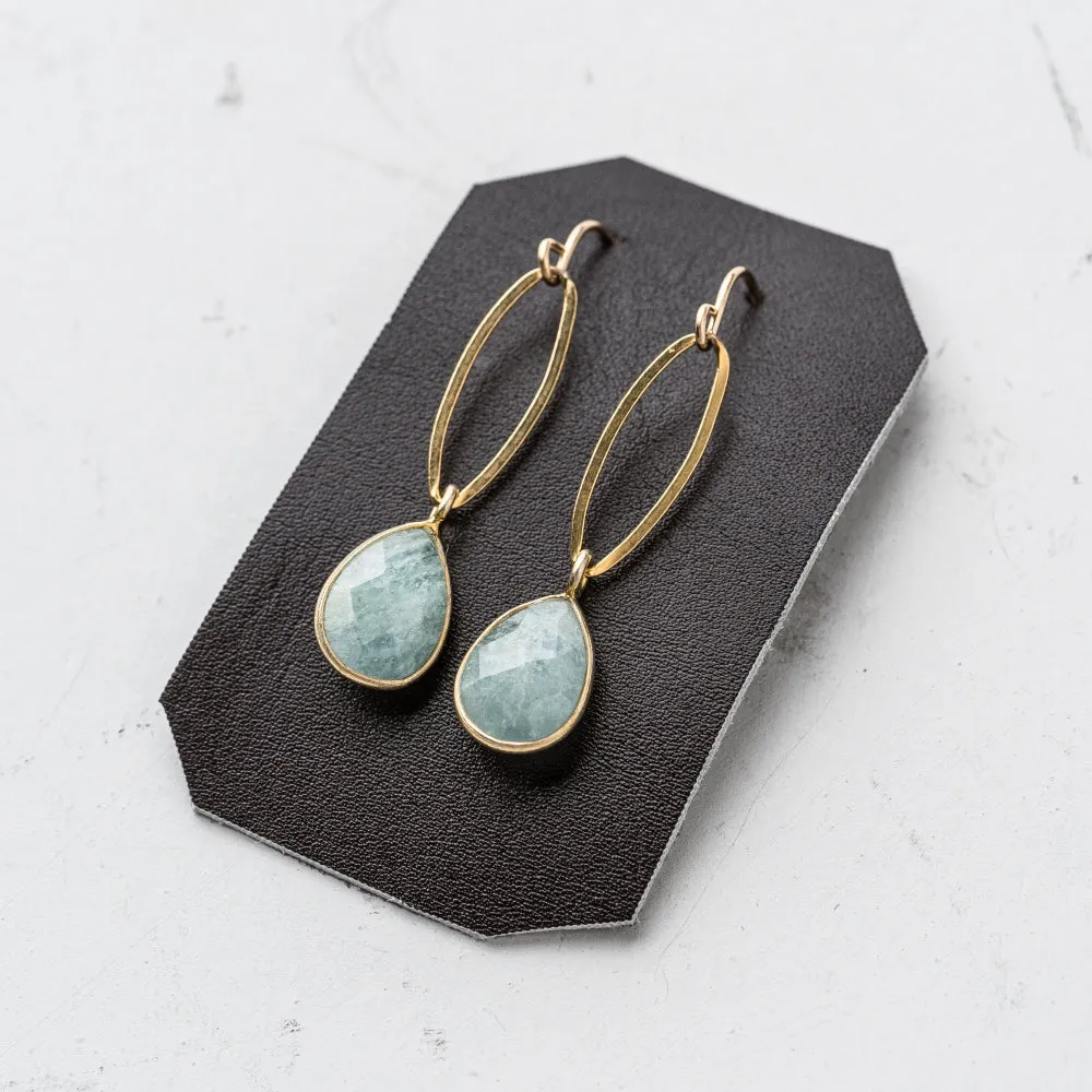 Aquamarine Pear and Marquise Link Earrings