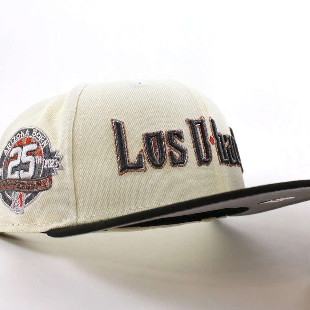 Arizona Diamondbacks (Los D backs) Arizona Born 25Th Anniversary New Era 59Fifty Fitted Hat (Chrome White Black Gray Under Brim)