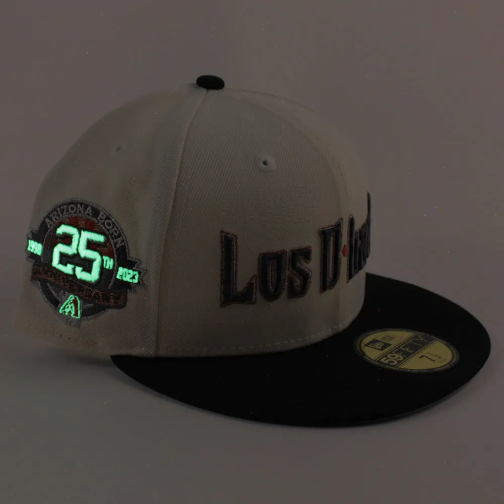 Arizona Diamondbacks (Los D backs) Arizona Born 25Th Anniversary New Era 59Fifty Fitted Hat (Chrome White Black Gray Under Brim)