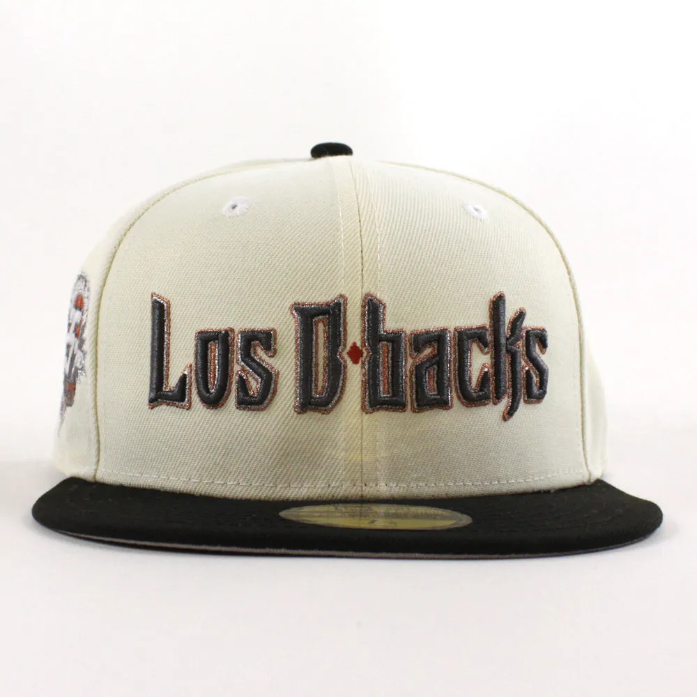 Arizona Diamondbacks (Los D backs) Arizona Born 25Th Anniversary New Era 59Fifty Fitted Hat (Chrome White Black Gray Under Brim)