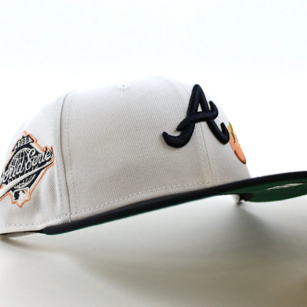 Atlanta Braves 1995 World Series  New Era 59Fifty Fitted Hat (GITD White Navy Green Under Brim)