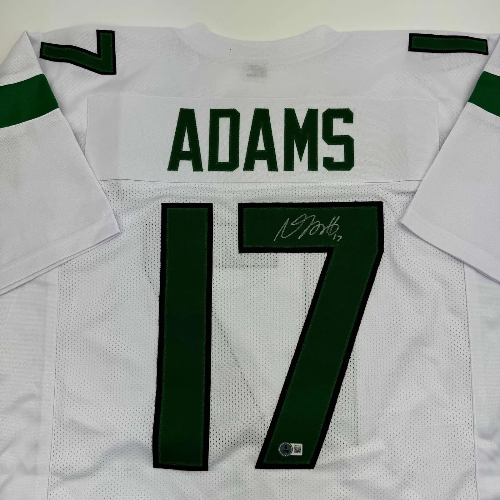Autographed/Signed Davante Adams New York White Football Jersey Beckett BAS COA