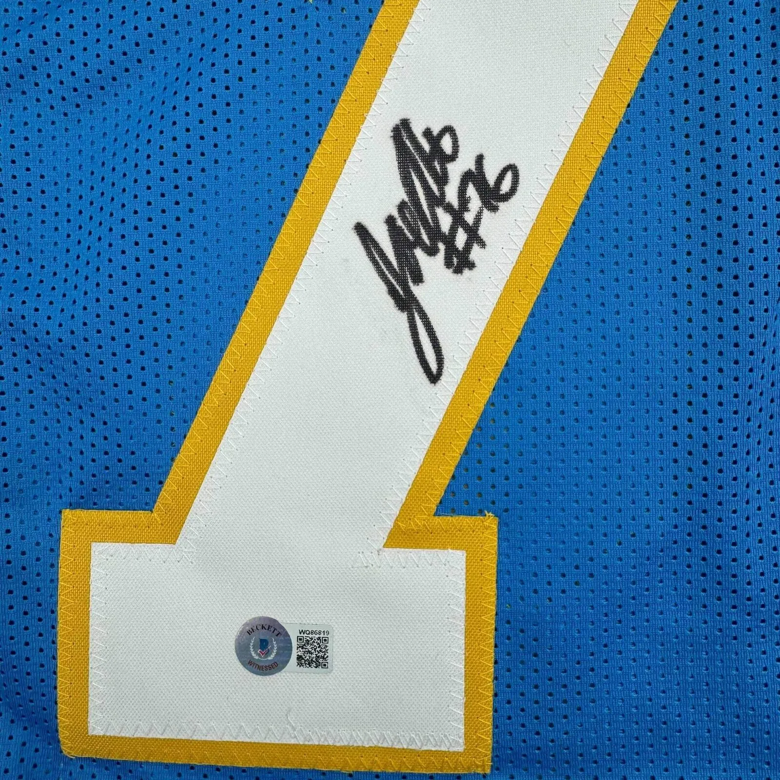 Autographed/Signed Joe Alt Los Angeles LA Powder Blue Football Jersey BAS COA