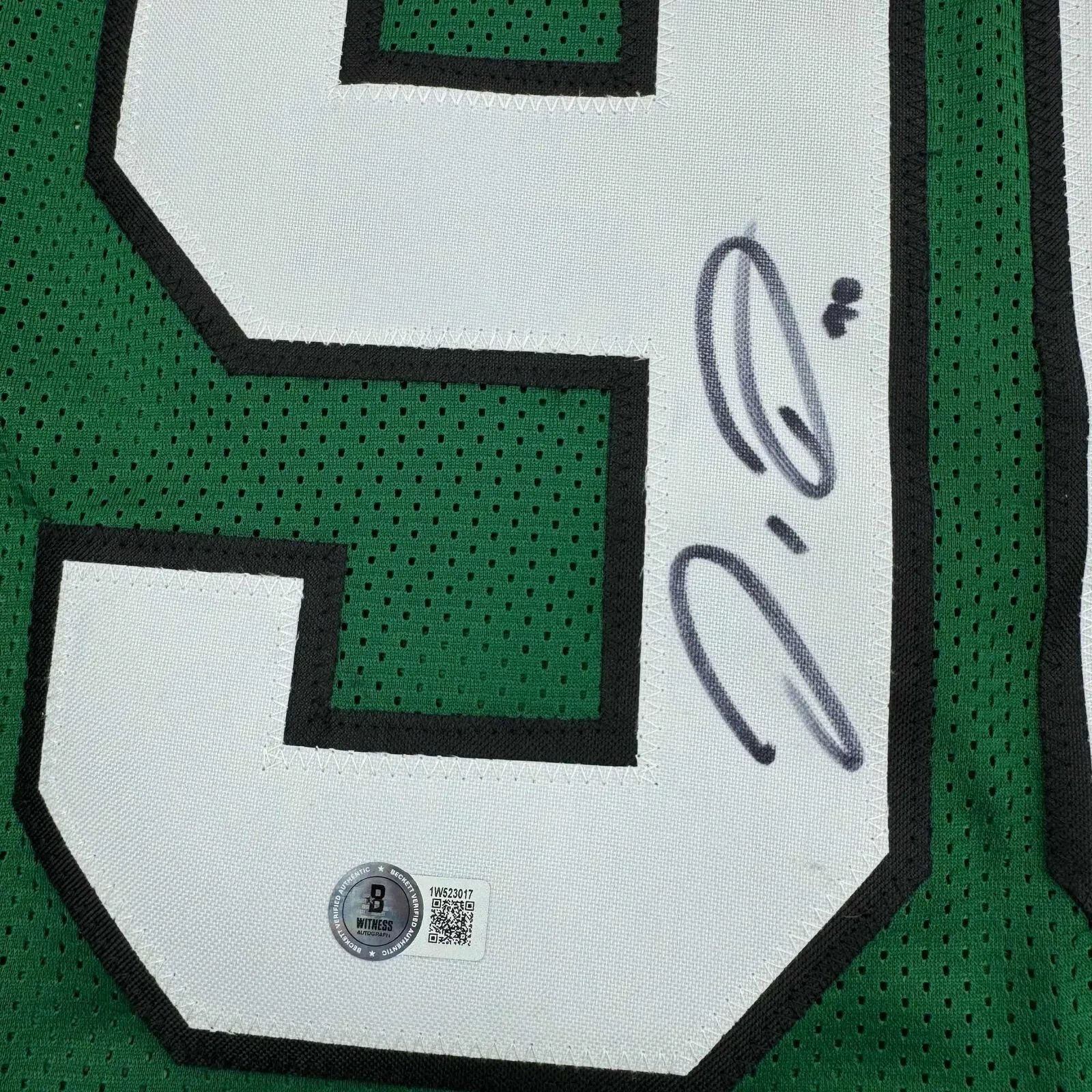 Autographed/Signed Jordan Davis Philadelphia Kelly Green Football Jersey BAS COA