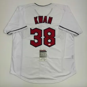 Autographed/Signed Steven Kwan Cleveland White Baseball Jersey JSA COA