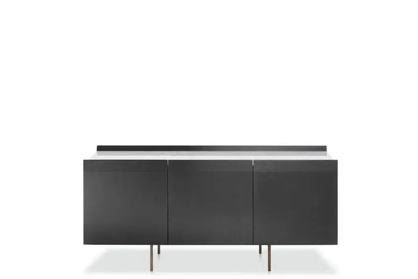 Avant - Sideboard with Bronzed Brass Base and Ash or Canaletto Walnut Frame with 3 doors (884/MB1-180)