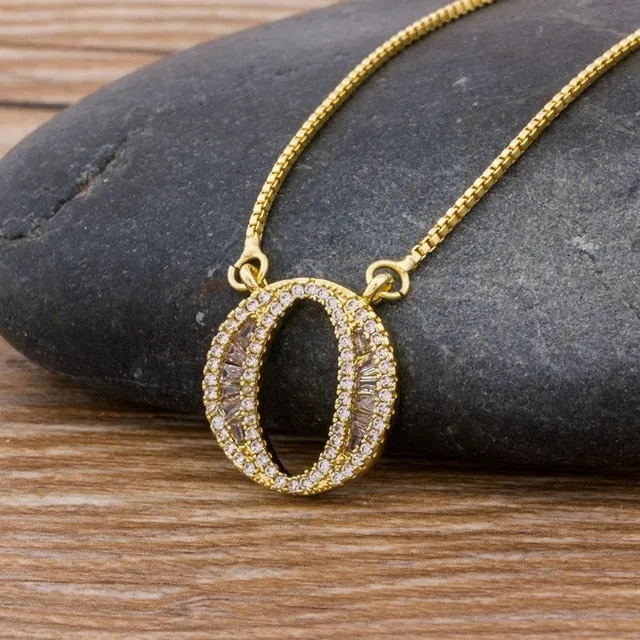 Baguette Initial Letter Necklace