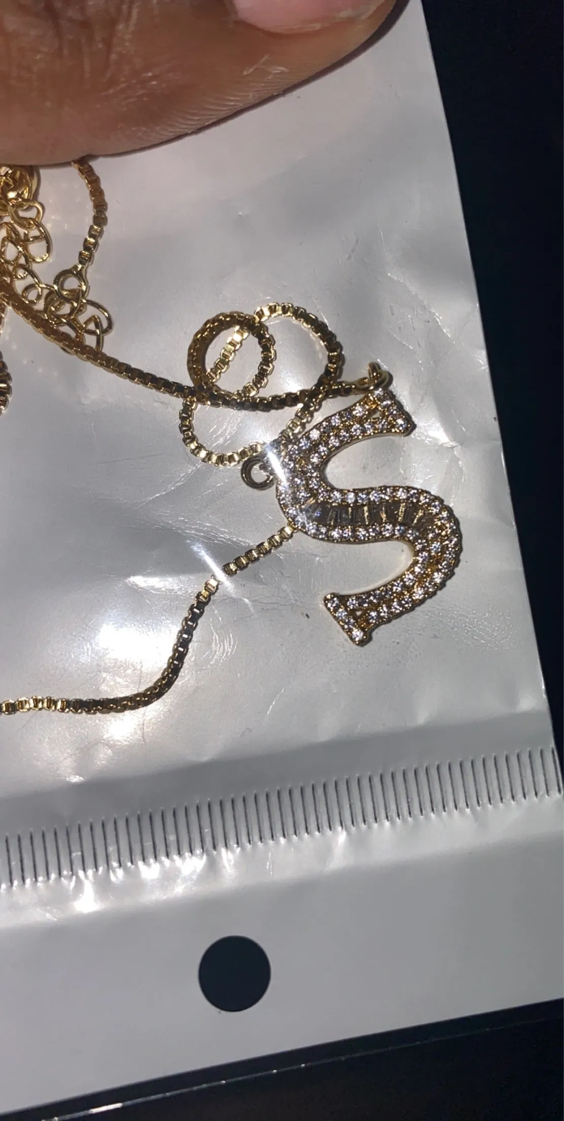 Baguette Initial Letter Necklace