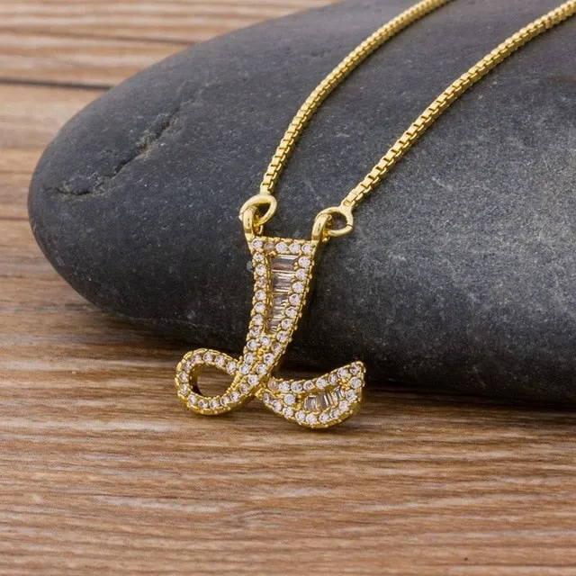 Baguette Initial Letter Necklace