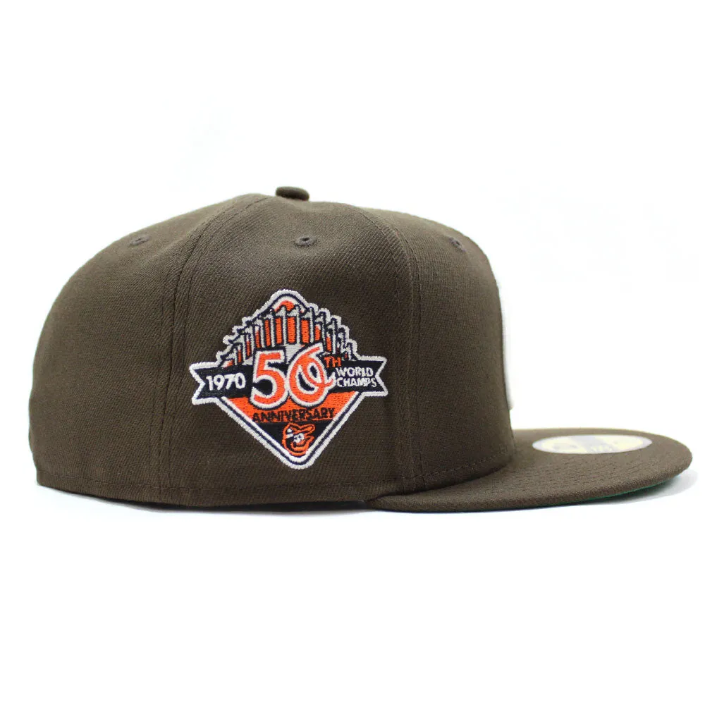 Baltimore Orioles 50TH Anniversary World Series Champs New Era 59Fifty Fitted Hat (Glow in the Dark Walnut Green Under Brim)