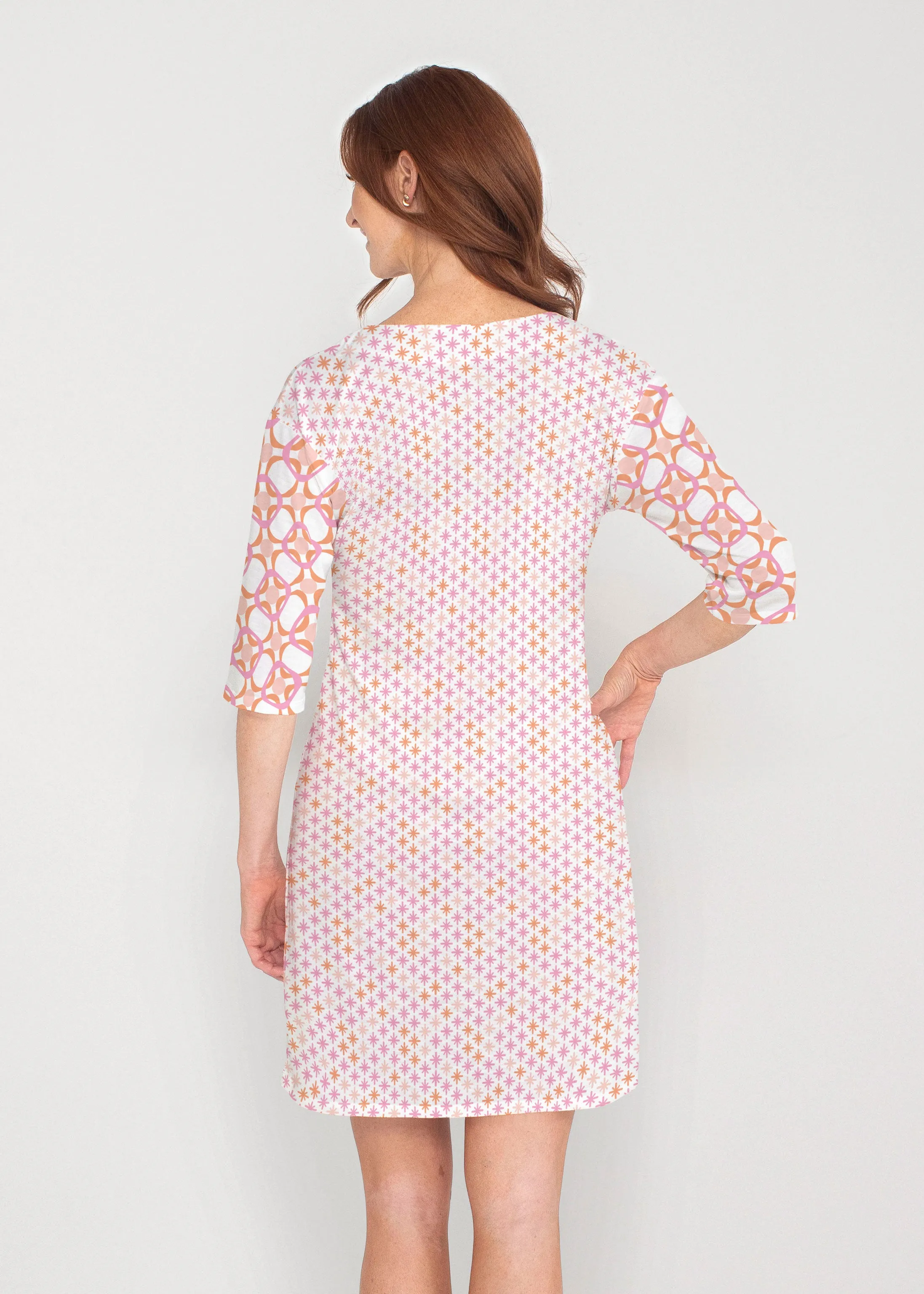 Bangles & Dots (8022) ~ Drop Shoulder 3/4 Sleeve V-Neck Dress