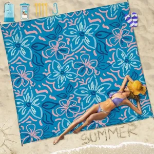 Beach Blanket Sandproof Waterproof 78''×81''1-5 Adults Oversized,Compact Lightweight Durable Beach Mat for Travel Camping Hiking Picnic Blanket