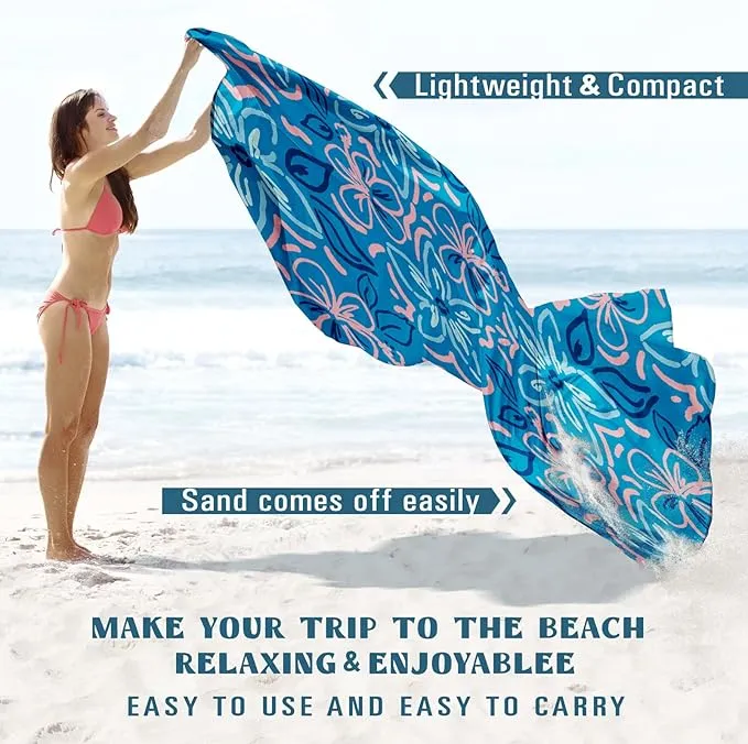 Beach Blanket Sandproof Waterproof 78''×81''1-5 Adults Oversized,Compact Lightweight Durable Beach Mat for Travel Camping Hiking Picnic Blanket