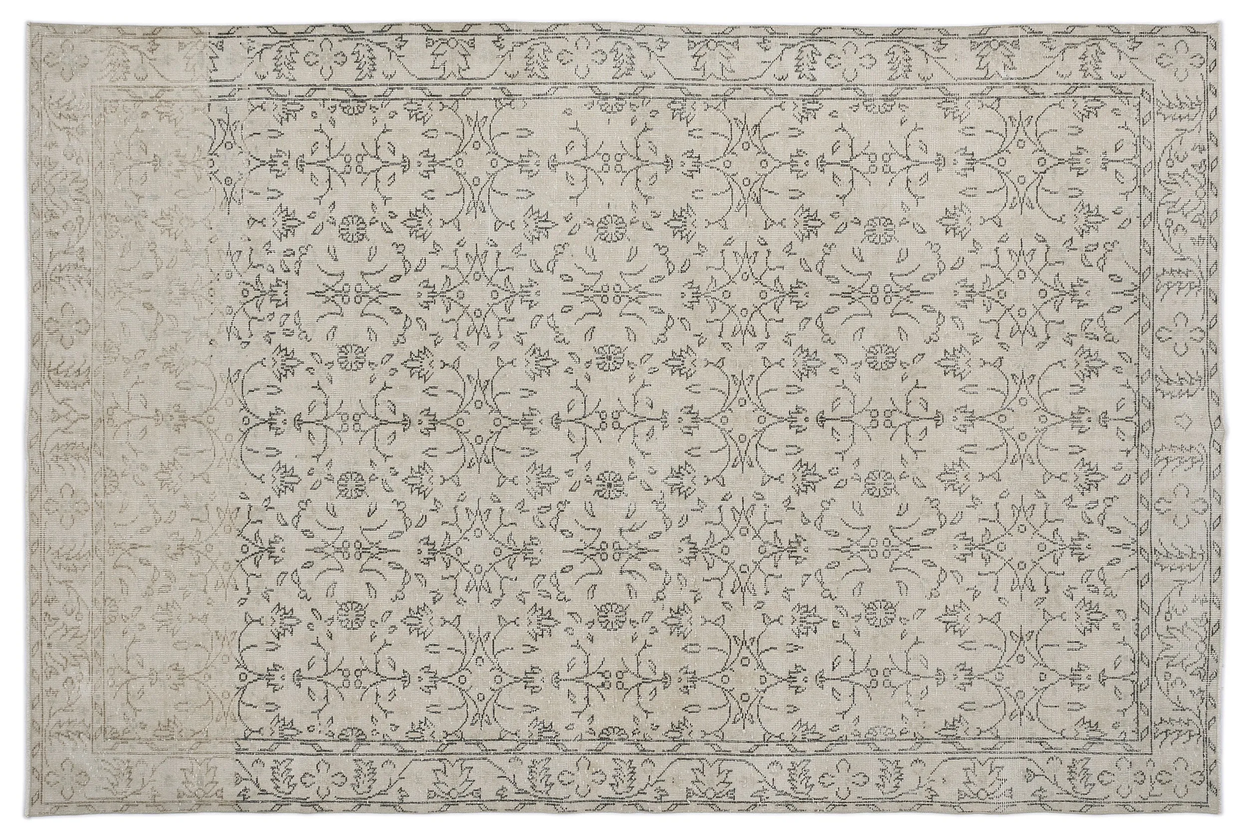 Beige Over Dyed Rug I Traditional Design Rug | Turkish Rug | Hand Weaving Rug  | Bedroom Rug | Wool Rug | Vintage Rug | Tumbled Rug  | Naturel Rug | Boho Rug I 6'3'' x 9'7'' ft 190 x 293 cm