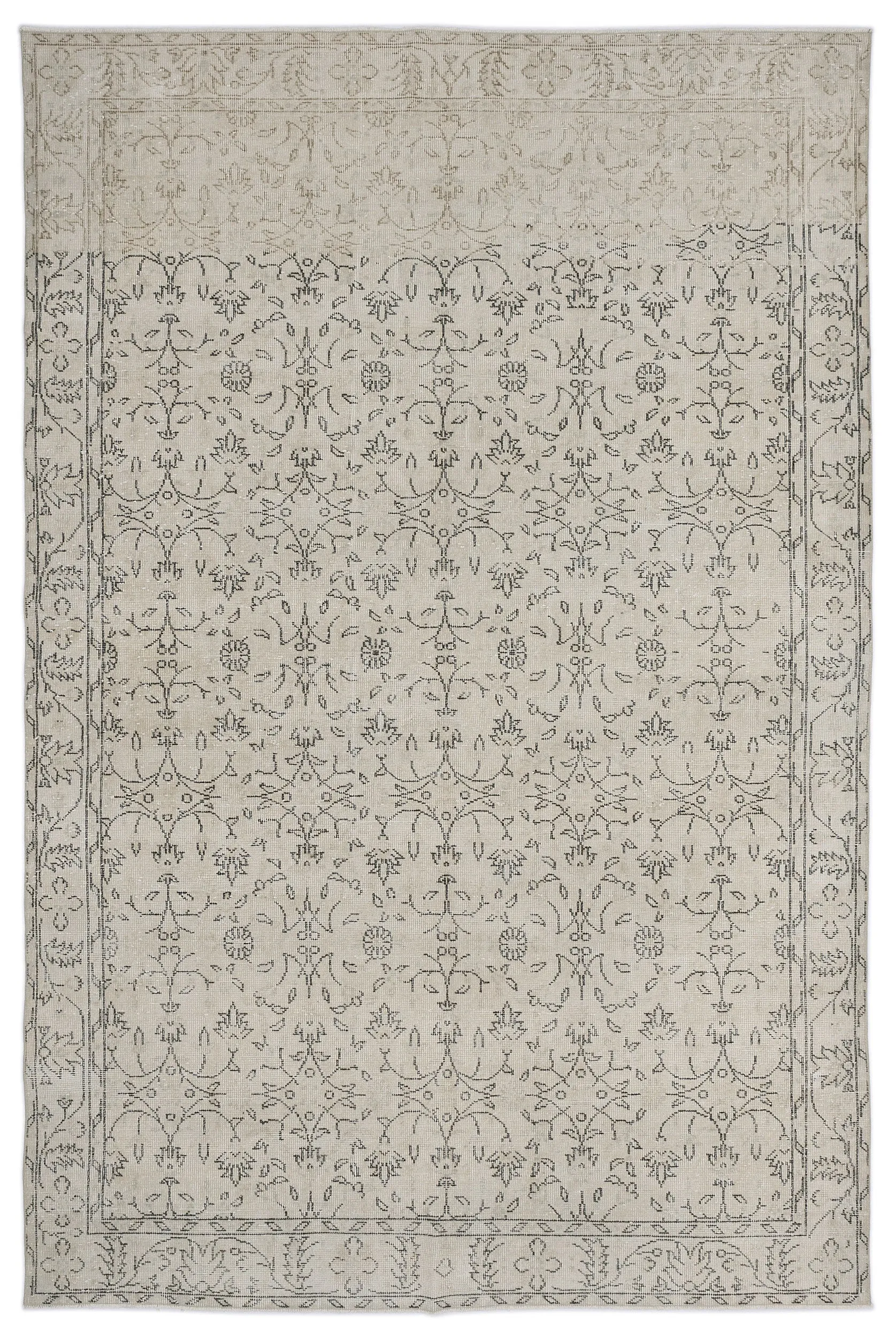 Beige Over Dyed Rug I Traditional Design Rug | Turkish Rug | Hand Weaving Rug  | Bedroom Rug | Wool Rug | Vintage Rug | Tumbled Rug  | Naturel Rug | Boho Rug I 6'3'' x 9'7'' ft 190 x 293 cm
