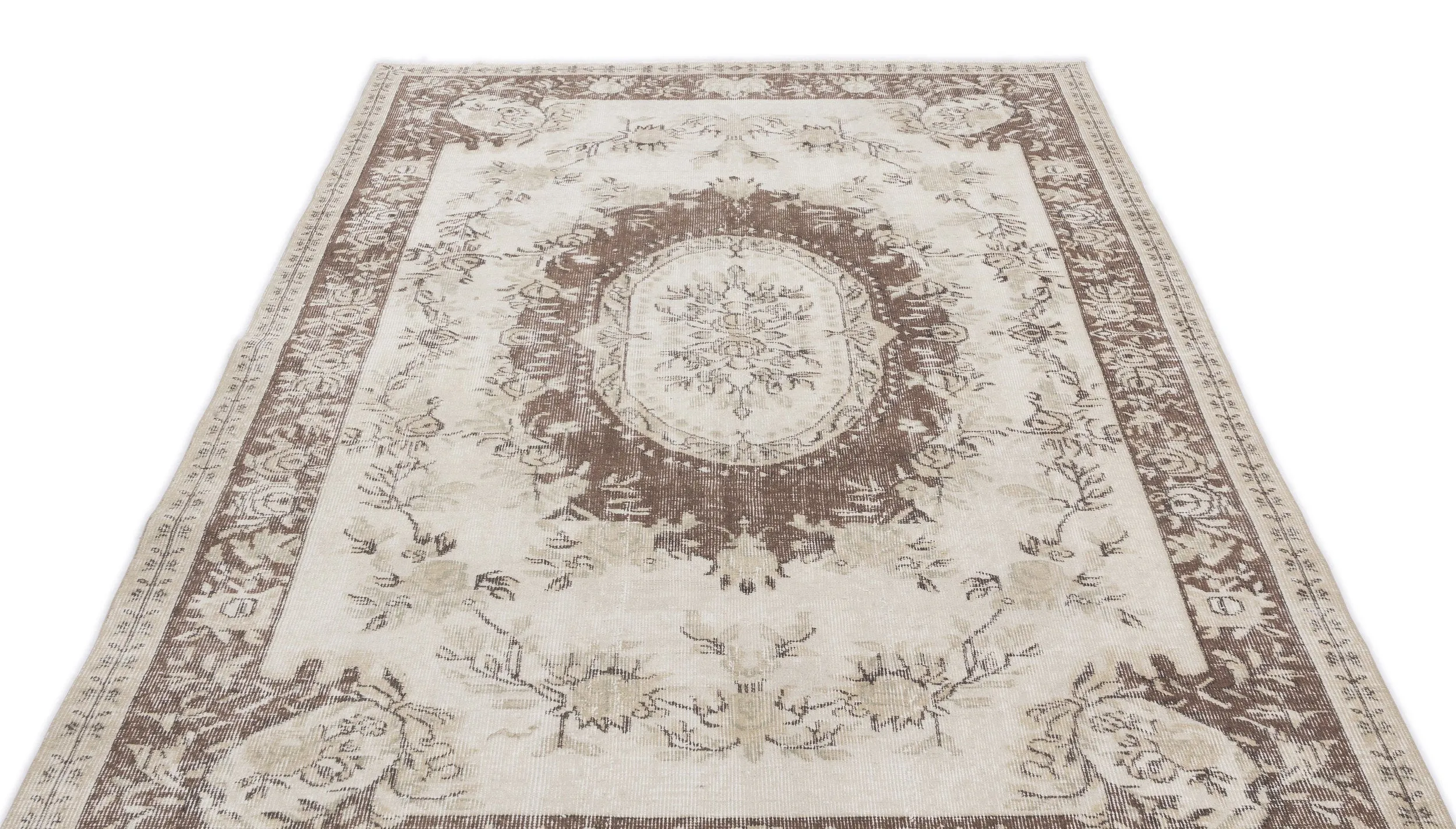 Beige Over Dyed Rug | Traditional Design Rug | Turkish Rug | Hand Weaving Rug  | Bedroom Rug | Wool Rug | Vintage Rug | Patterned Rug | Retro Rug | Naturel Rug  | Boho Rug I  5'6'' x 8'11'' ft 167 x 273 cm