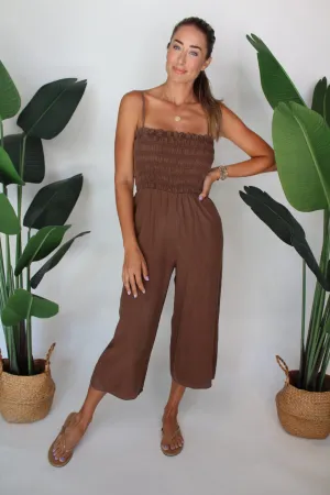 Bella Dahl Wide Leg Smocked Ruffle Jumpsuit