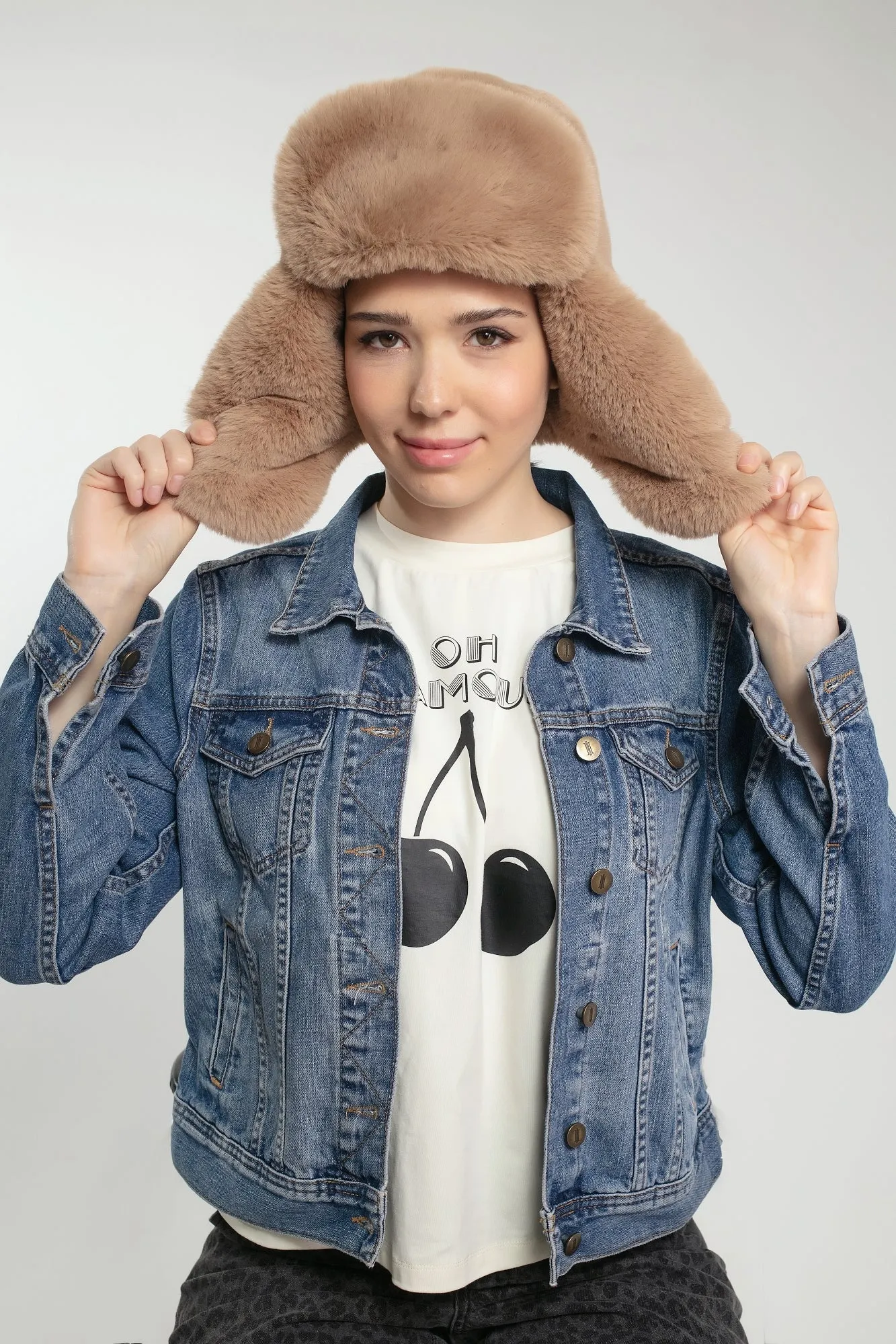 BILLIE FAUX FUR TRAPPER IN CAMEL