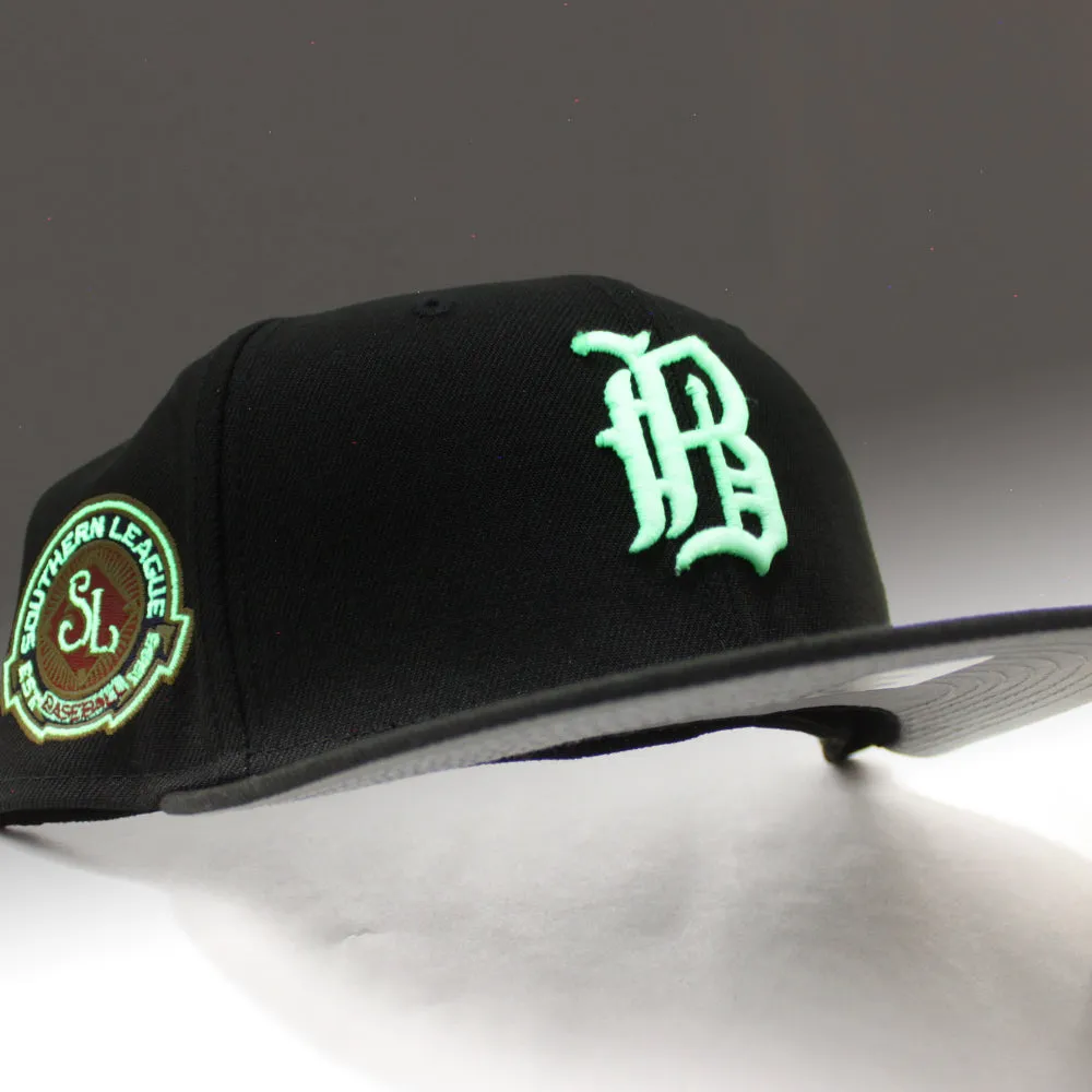 Birmingham Barons Southern League Patch New Era 59Fifty Fitted hat (GITD Black 3M REFLECTIVE UNDER BRIM)