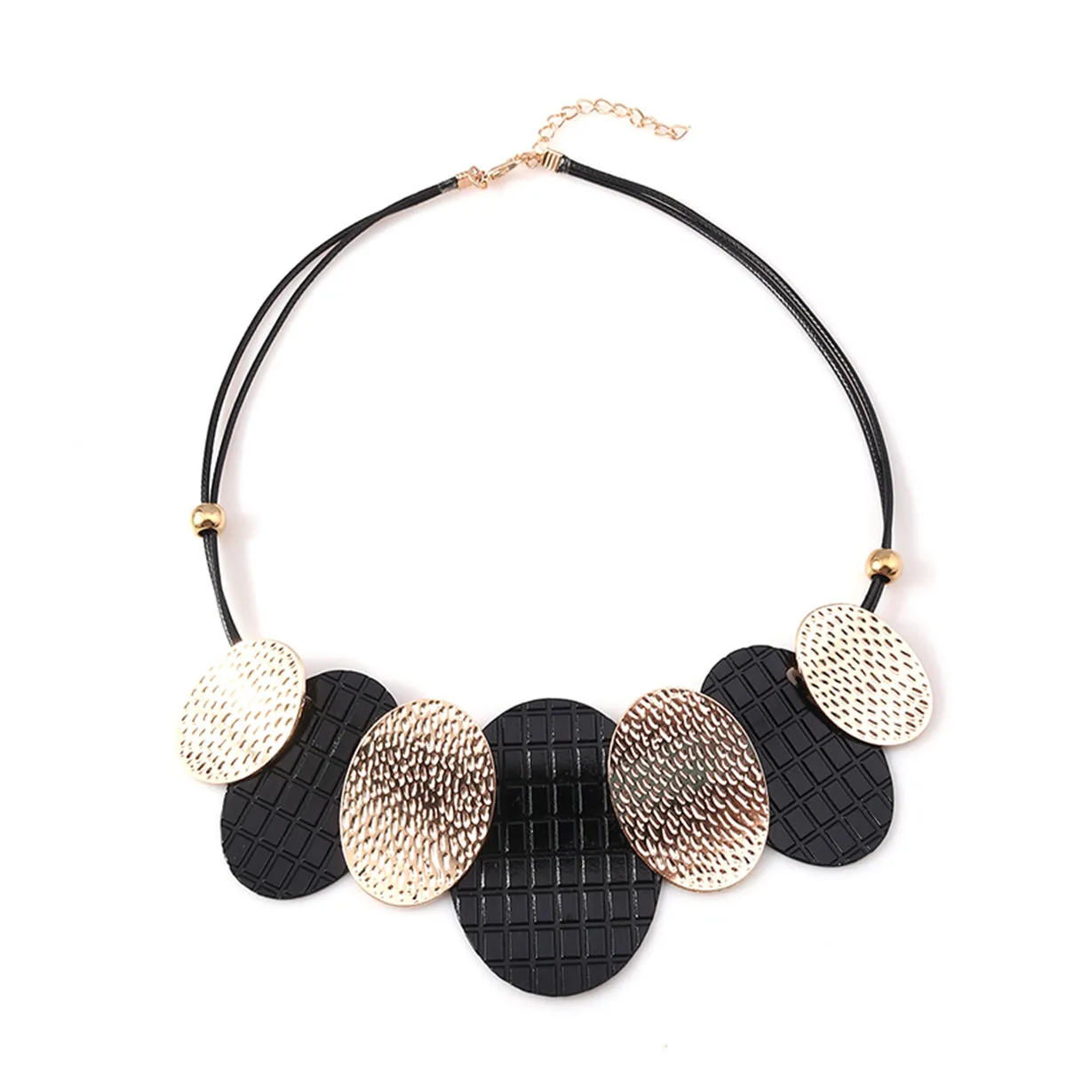 Black Polystyrene & 18K Gold-Plated Oval Statement Necklace