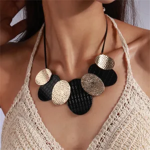 Black Polystyrene & 18K Gold-Plated Oval Statement Necklace