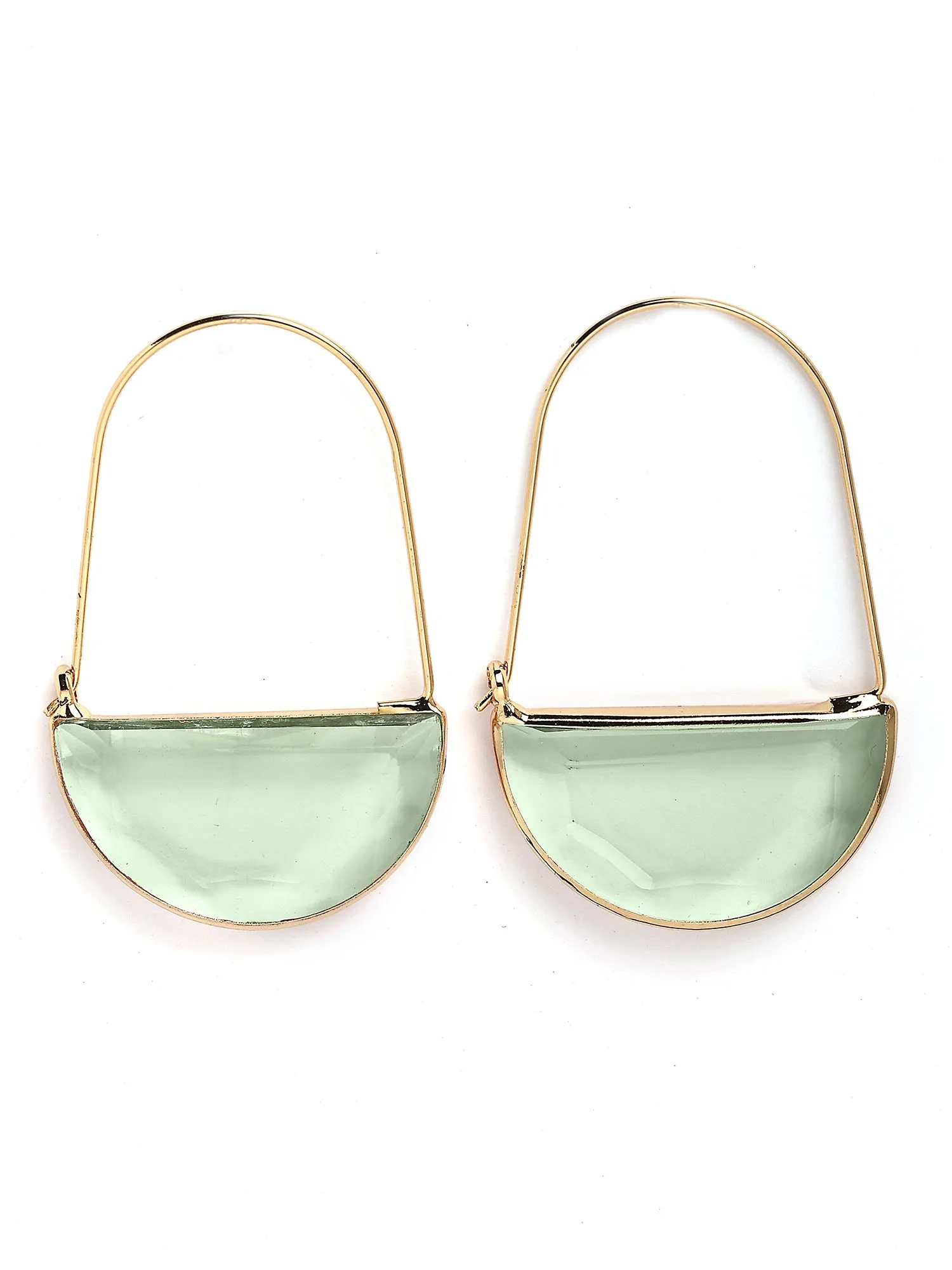 Bohey by KARATCART Gold-Plated Contemporary Green Hoop Earrings for Women