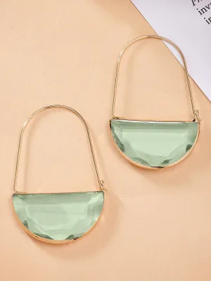 Bohey by KARATCART Gold-Plated Contemporary Green Hoop Earrings for Women